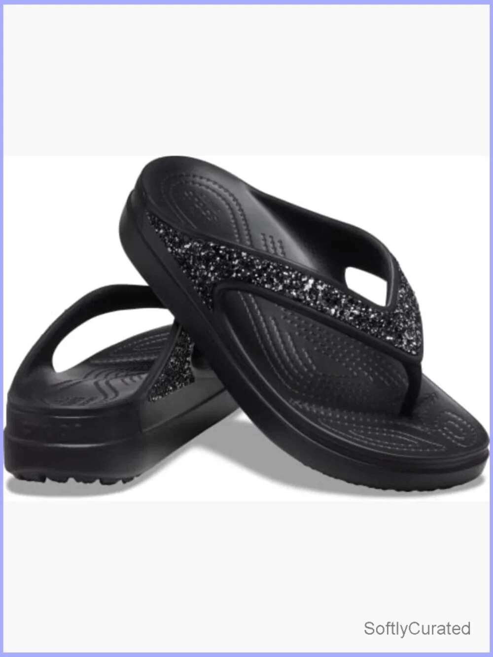 Embellished Wedge Flip Flops Sandals Women's Crocs Sloane Glitter